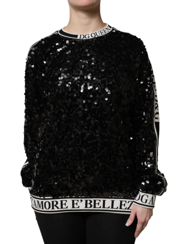 Black DG Queen Sequin Pullover Sweater sold by Lord & Taylor