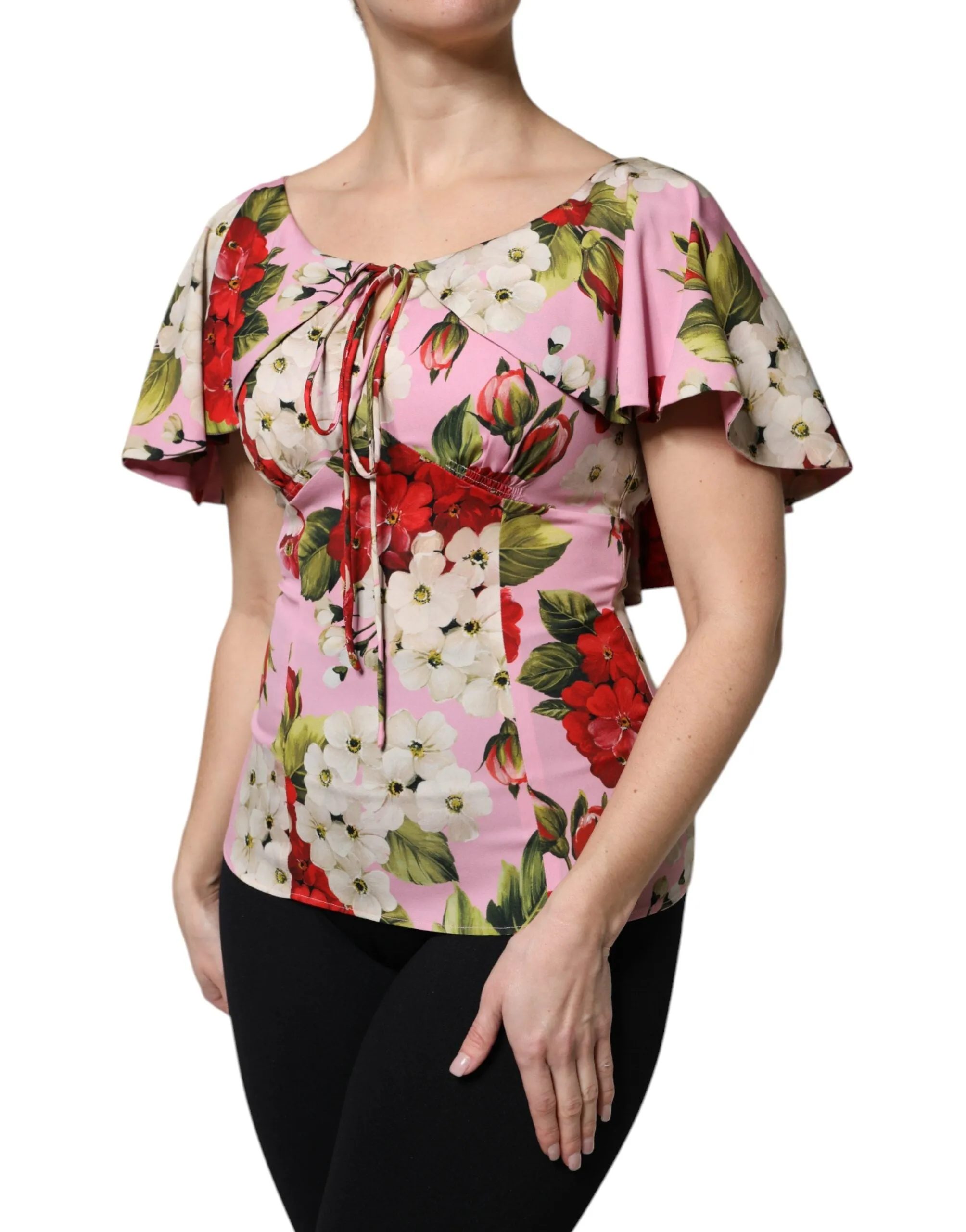 Pink Floral Silk Short Sleeves Blouse Top sold by Lord & Taylor product image thumbnail 3