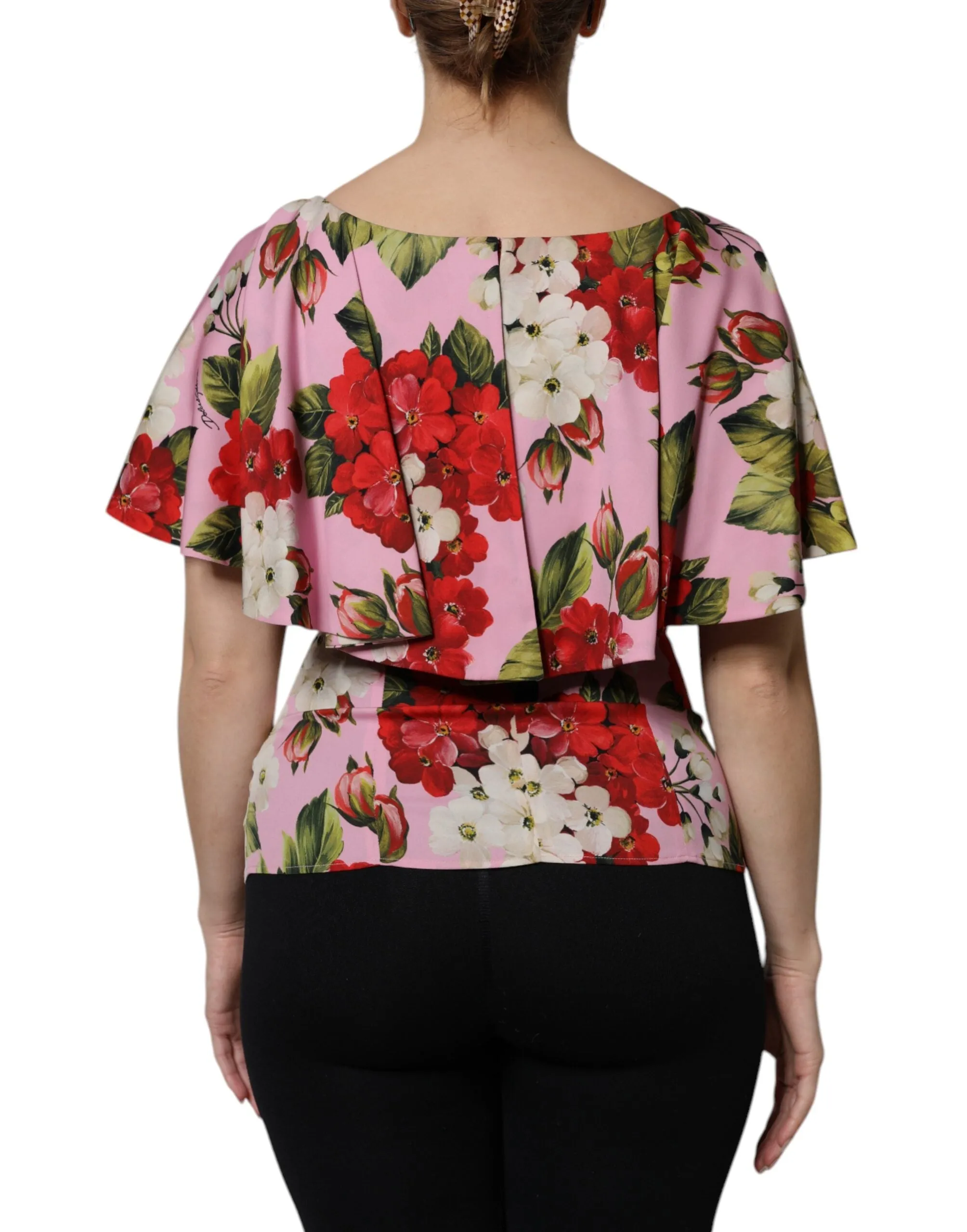 Pink Floral Silk Short Sleeves Blouse Top sold by Lord & Taylor product image thumbnail 4