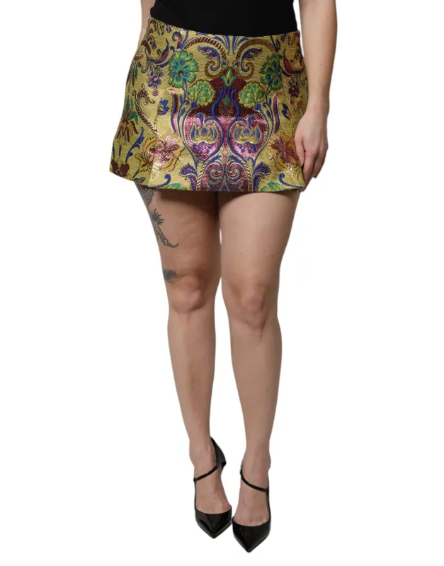 Multicolor Floral Jacquard Mid Waist Mini Skirt sold by Lord & Taylor