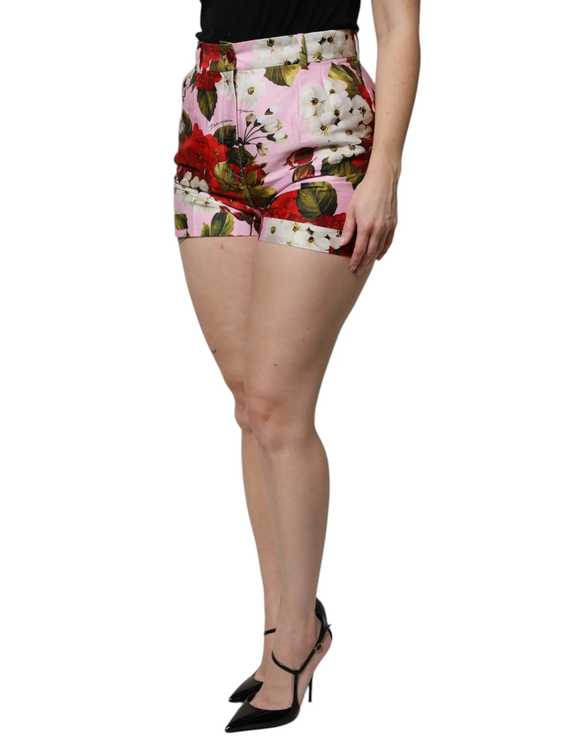 Pink Floral Print High Waist Hotpants Short sold by Lord & Taylor product image thumbnail 3