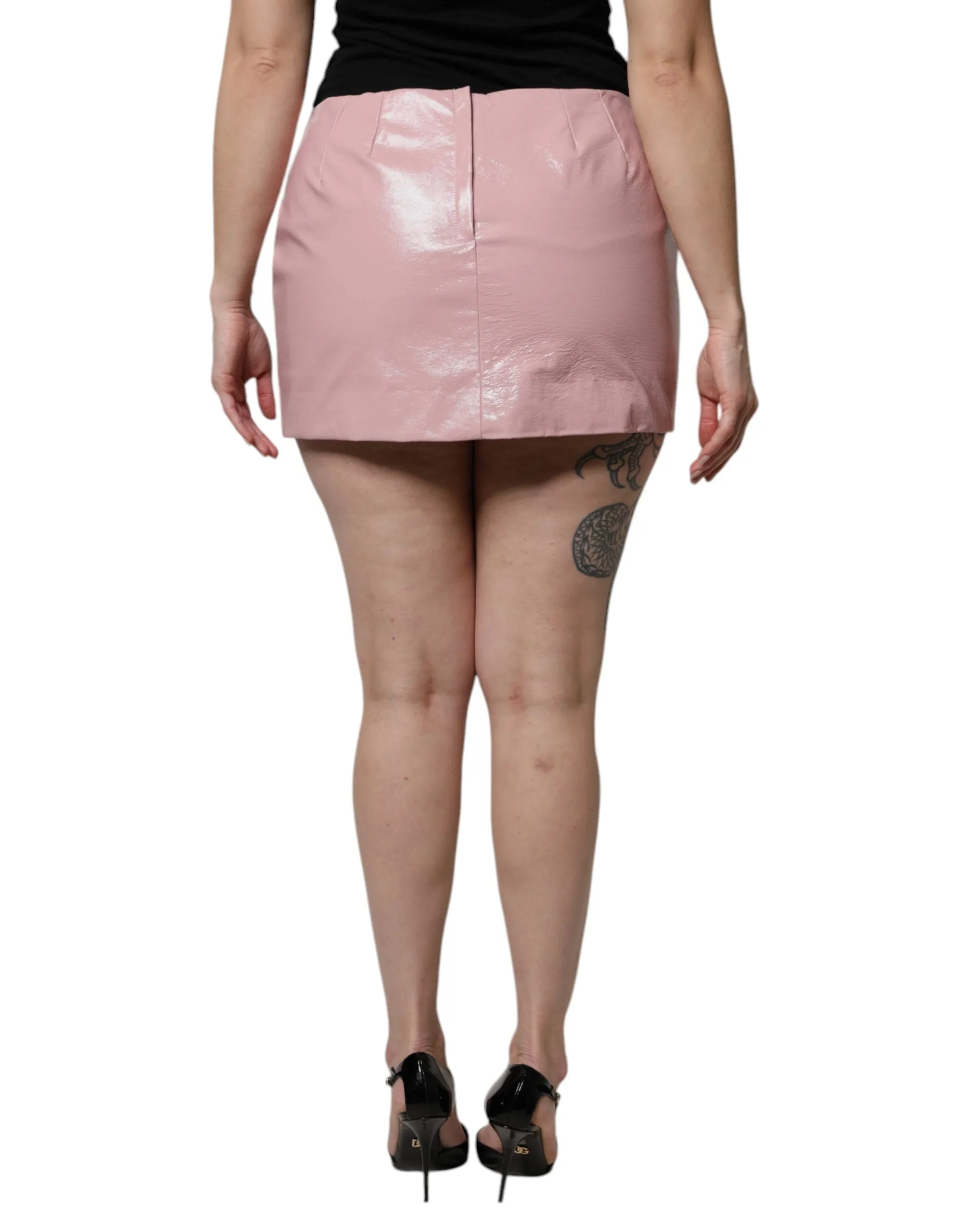 Glossy Pink Cotton High Waist Mini Skirt sold by Lord & Taylor product image thumbnail 4