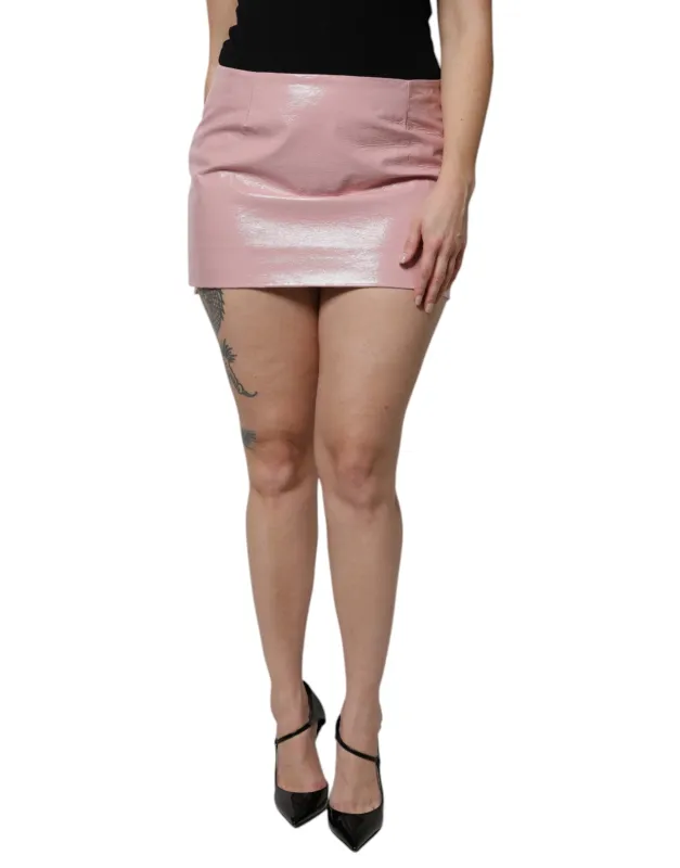Glossy Pink Cotton High Waist Mini Skirt sold by Lord & Taylor