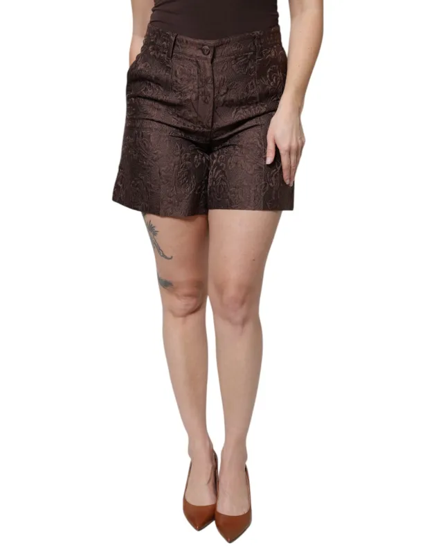 Brown Floral Brocade Mid Waist Mini Short sold by Lord & Taylor