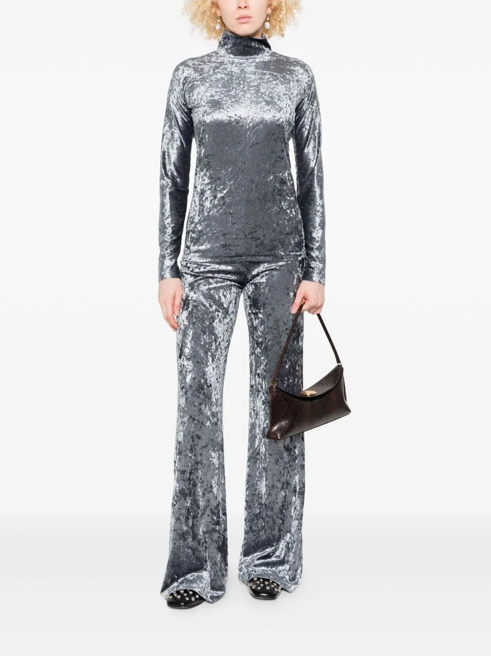 VELVET HIGH-WAISTED TROUSERS sold by Lord & Taylor product image thumbnail 2