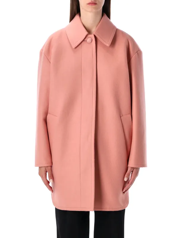 PINK WOOL FELT SINGLE-BREASTED MIDI COAT sold by Lord & Taylor