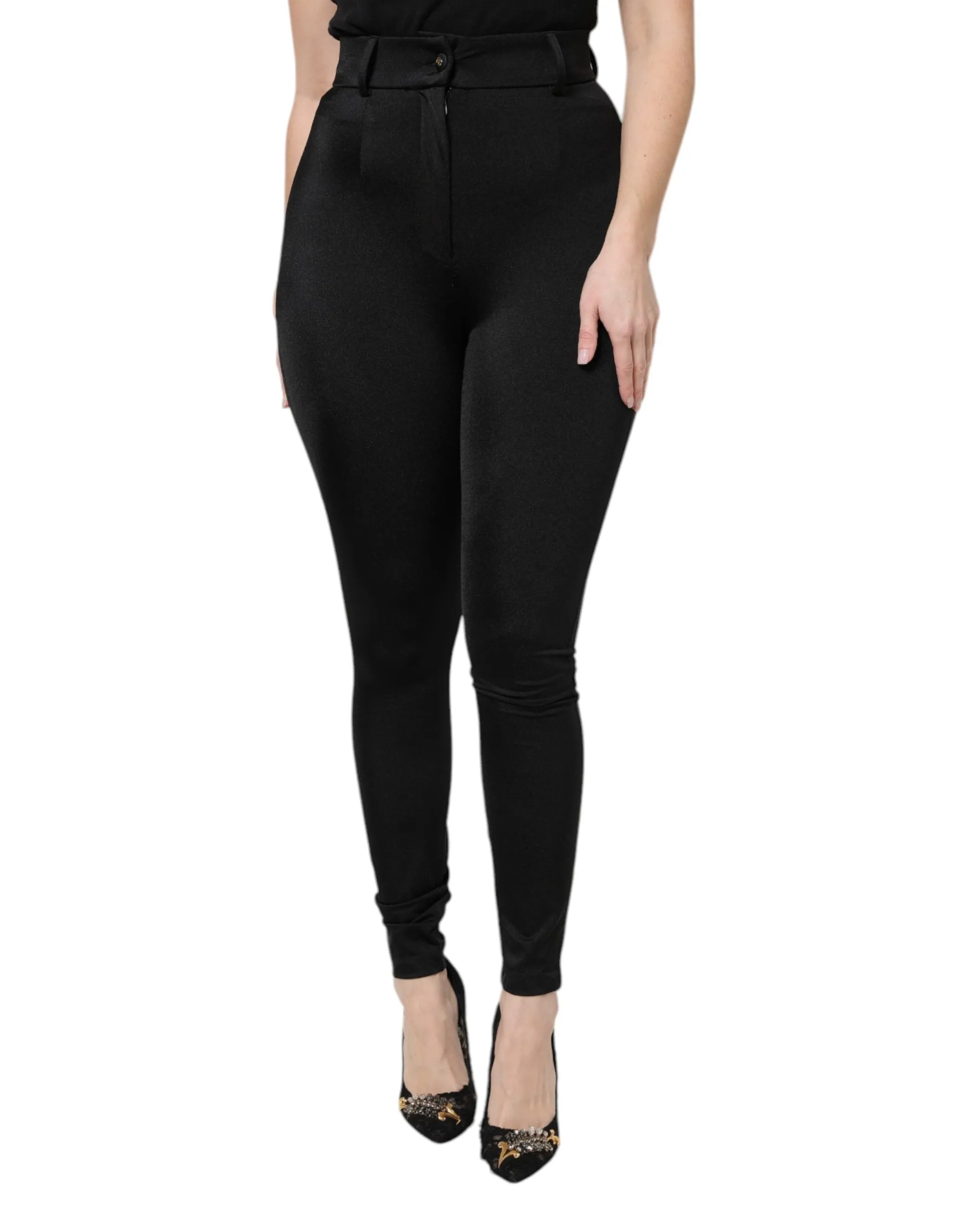 Black Nylon High Waist Slim Fit Pants sold by Lord & Taylor