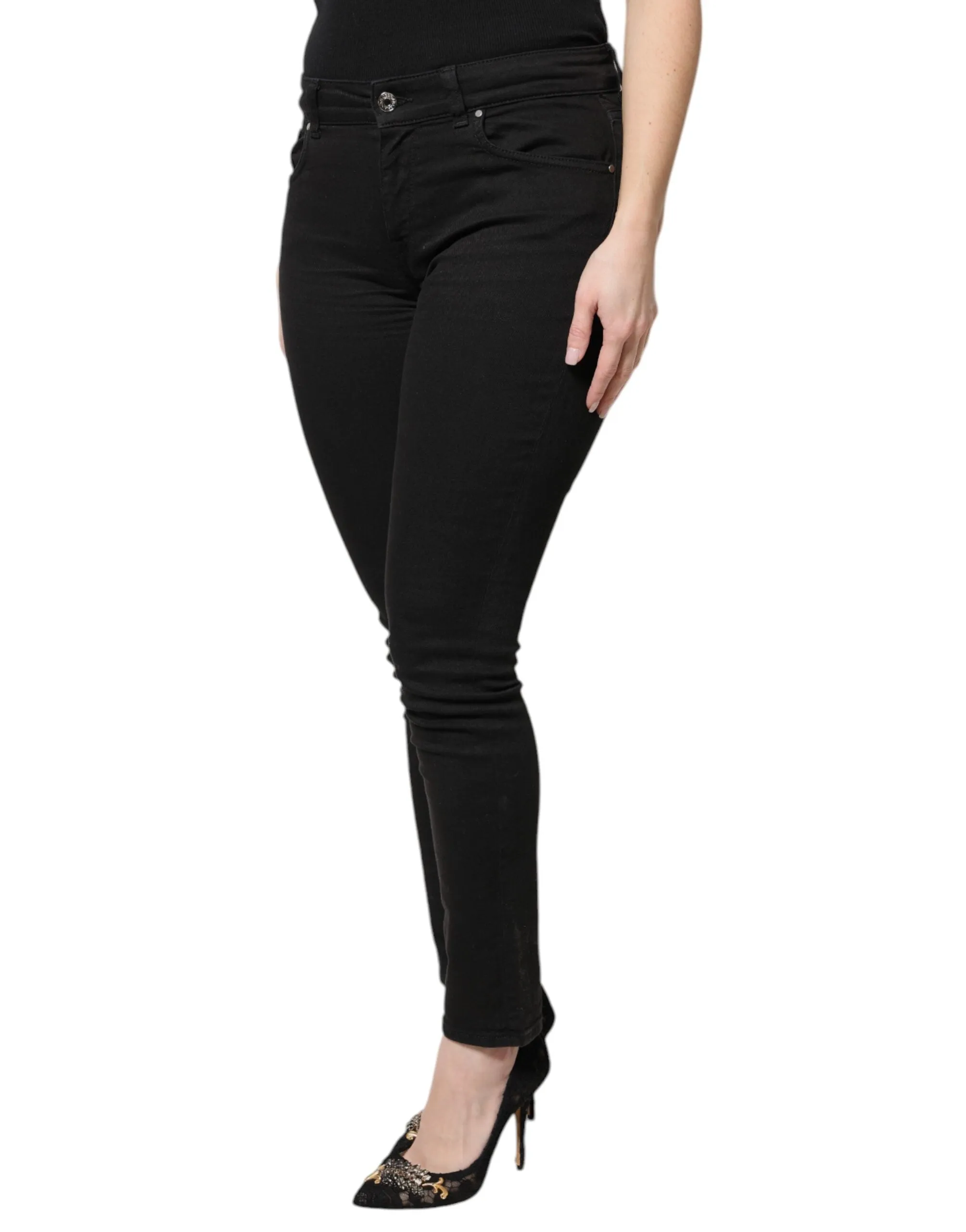 Black Cotton High Waist Skinny Denim Jeans sold by Lord & Taylor product image thumbnail 3