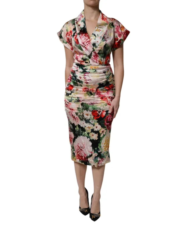 Multicolor Floral Short Sleeves Sheath Midi Dress sold by Lord & Taylor