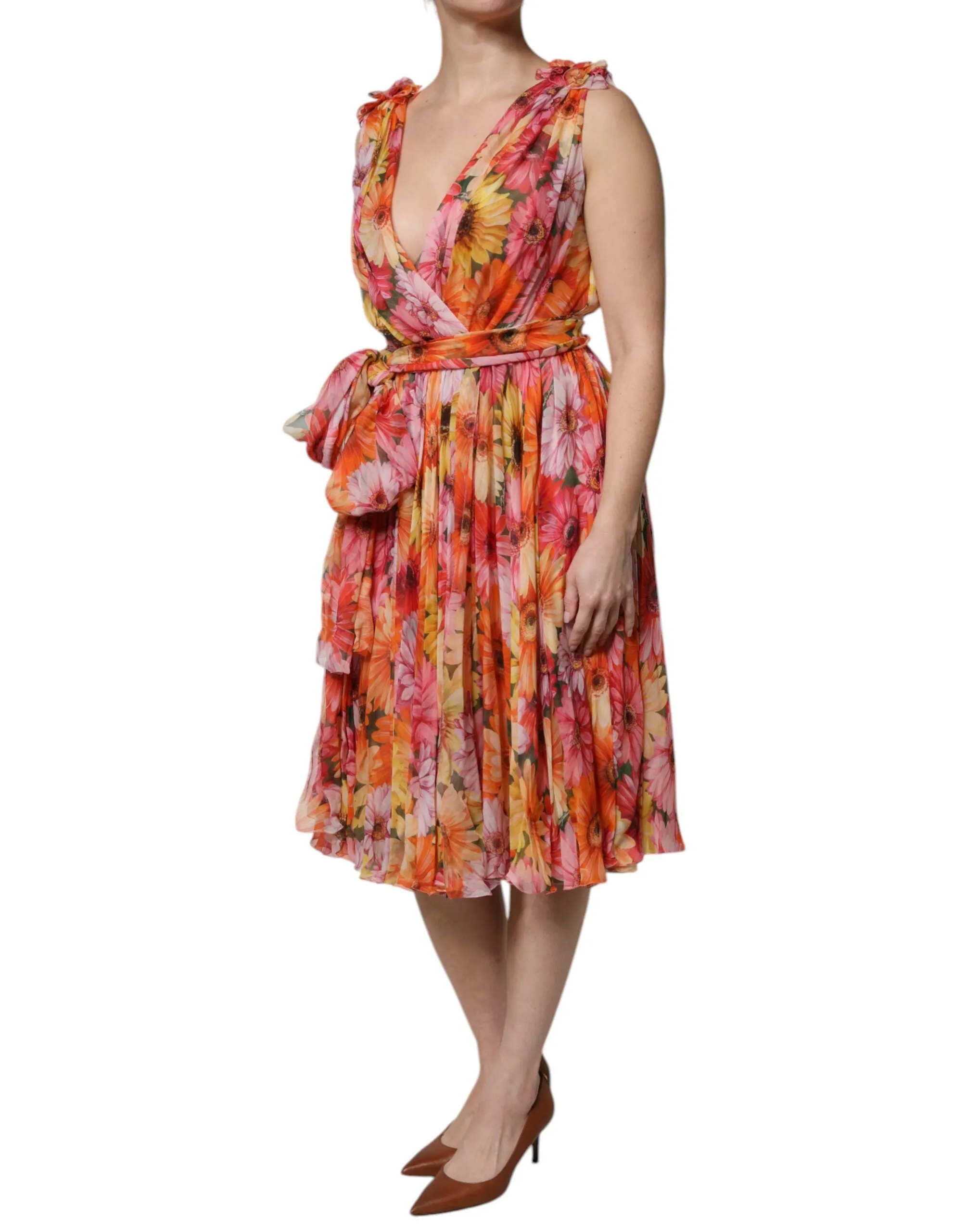 Multicolor Floral Silk V-neck Chiffon Dress sold by Lord & Taylor product image thumbnail 3