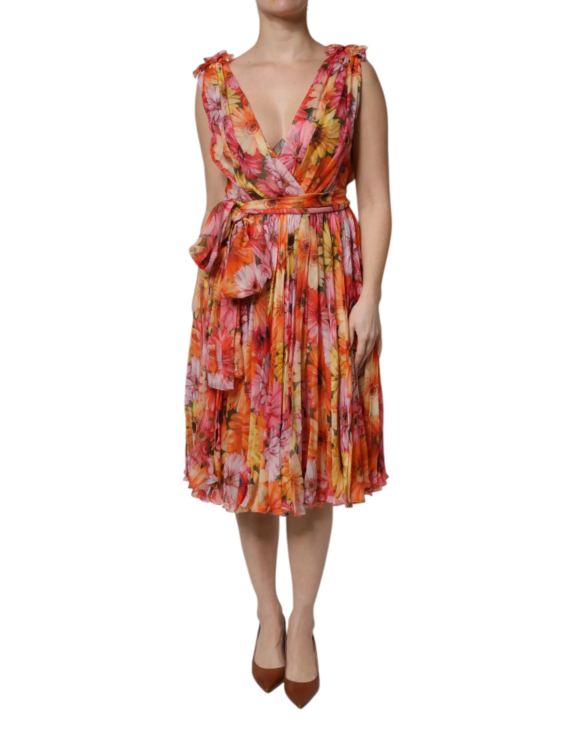 Multicolor Floral Silk V-neck Chiffon Dress sold by Lord & Taylor product image thumbnail 2