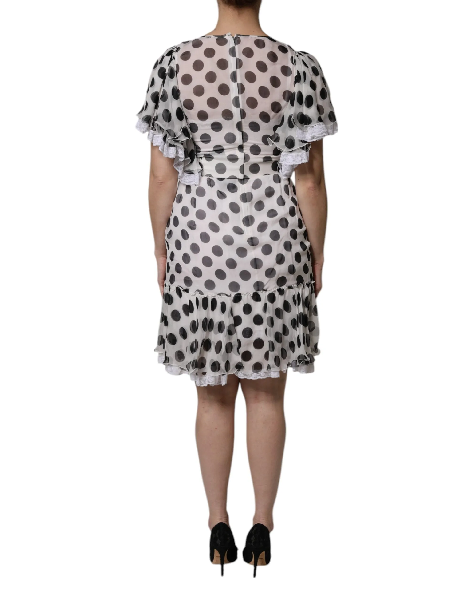 White Polka Dotted Silk Blend A-line Dress sold by Lord & Taylor product image thumbnail 4