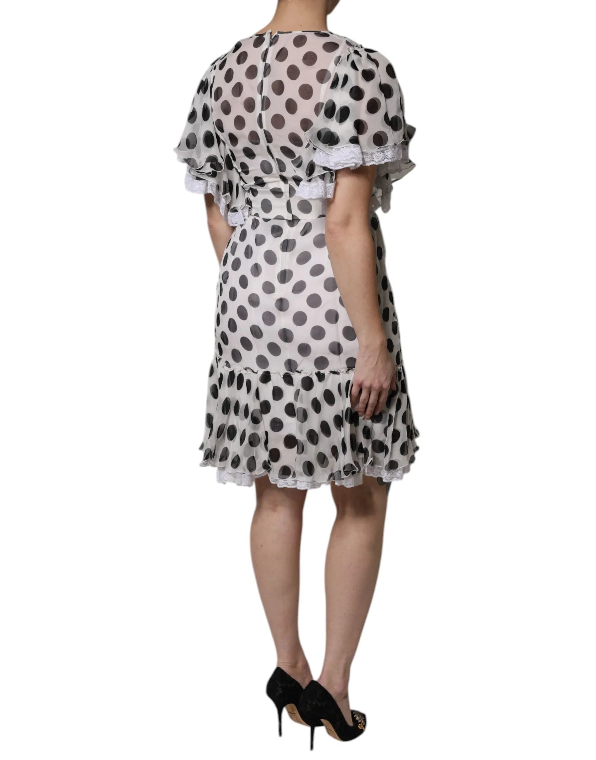 White Polka Dotted Silk Blend A-line Dress sold by Lord & Taylor product image thumbnail 5