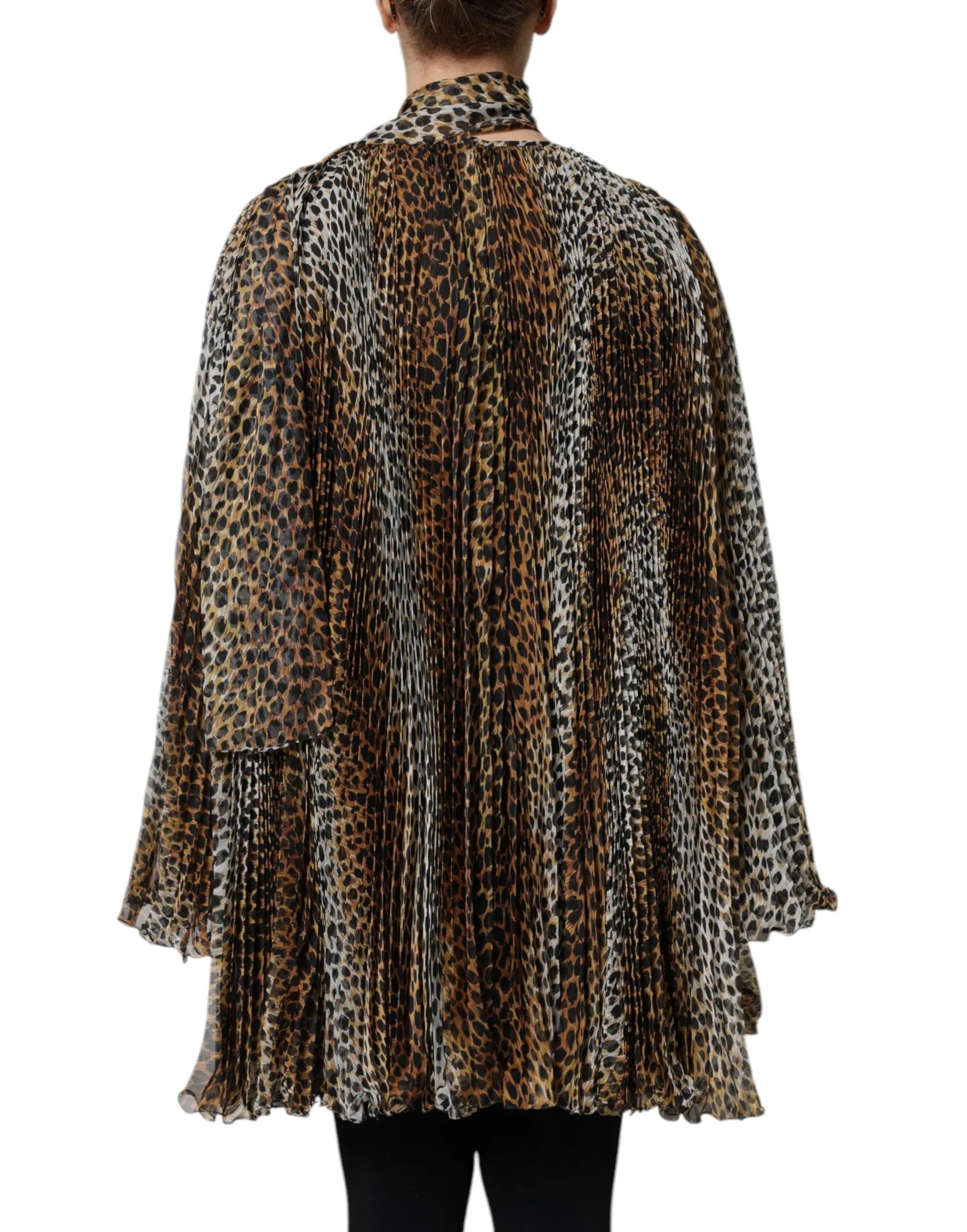 Brown Leopard Print Scarf Collared Chiffon Dress sold by Lord & Taylor product image thumbnail 4