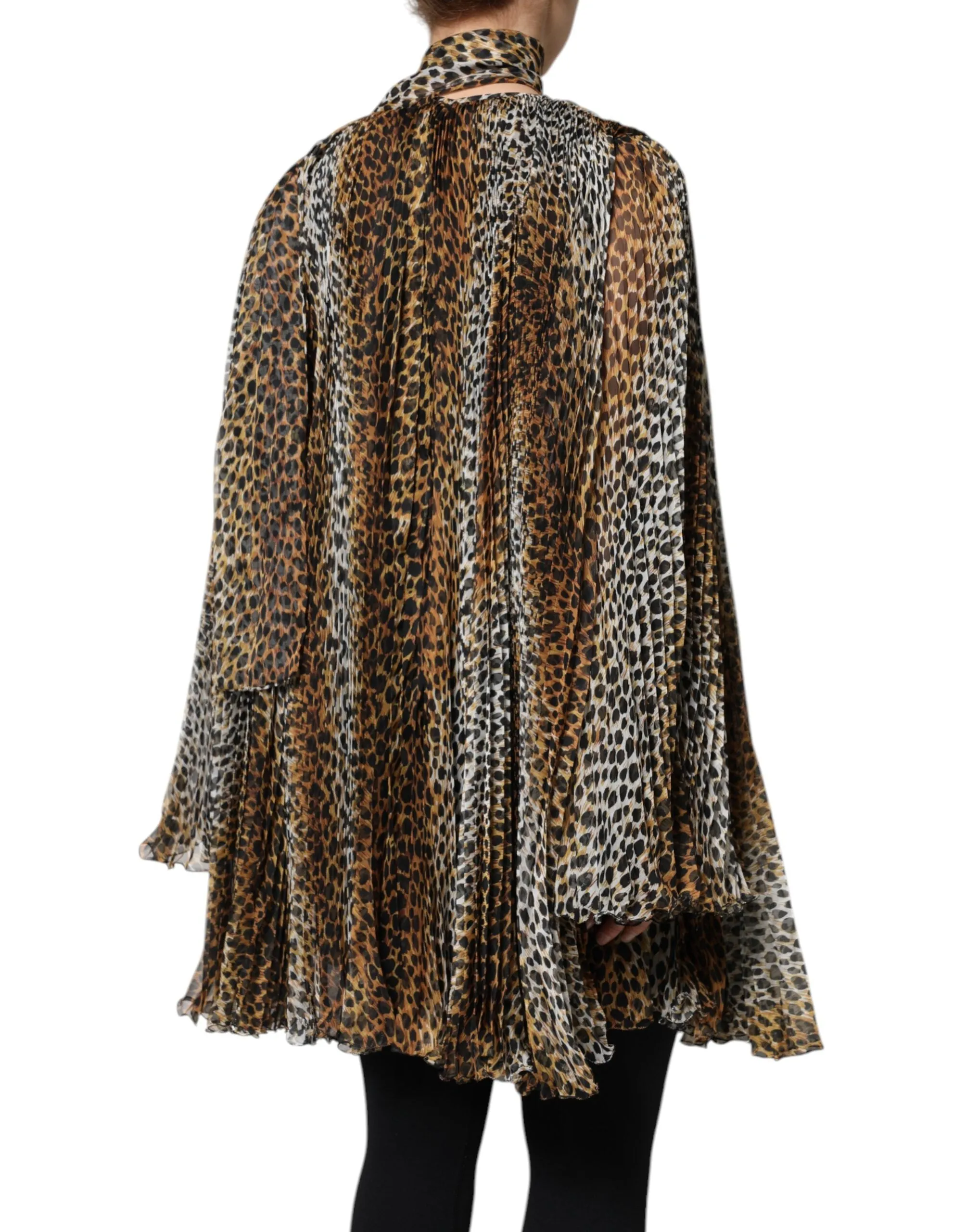 Brown Leopard Print Scarf Collared Chiffon Dress sold by Lord & Taylor product image thumbnail 5