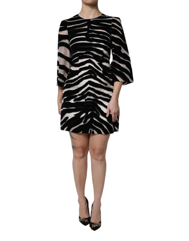 Black White Zebra A-line Sheath Mini Dress sold by Lord & Taylor