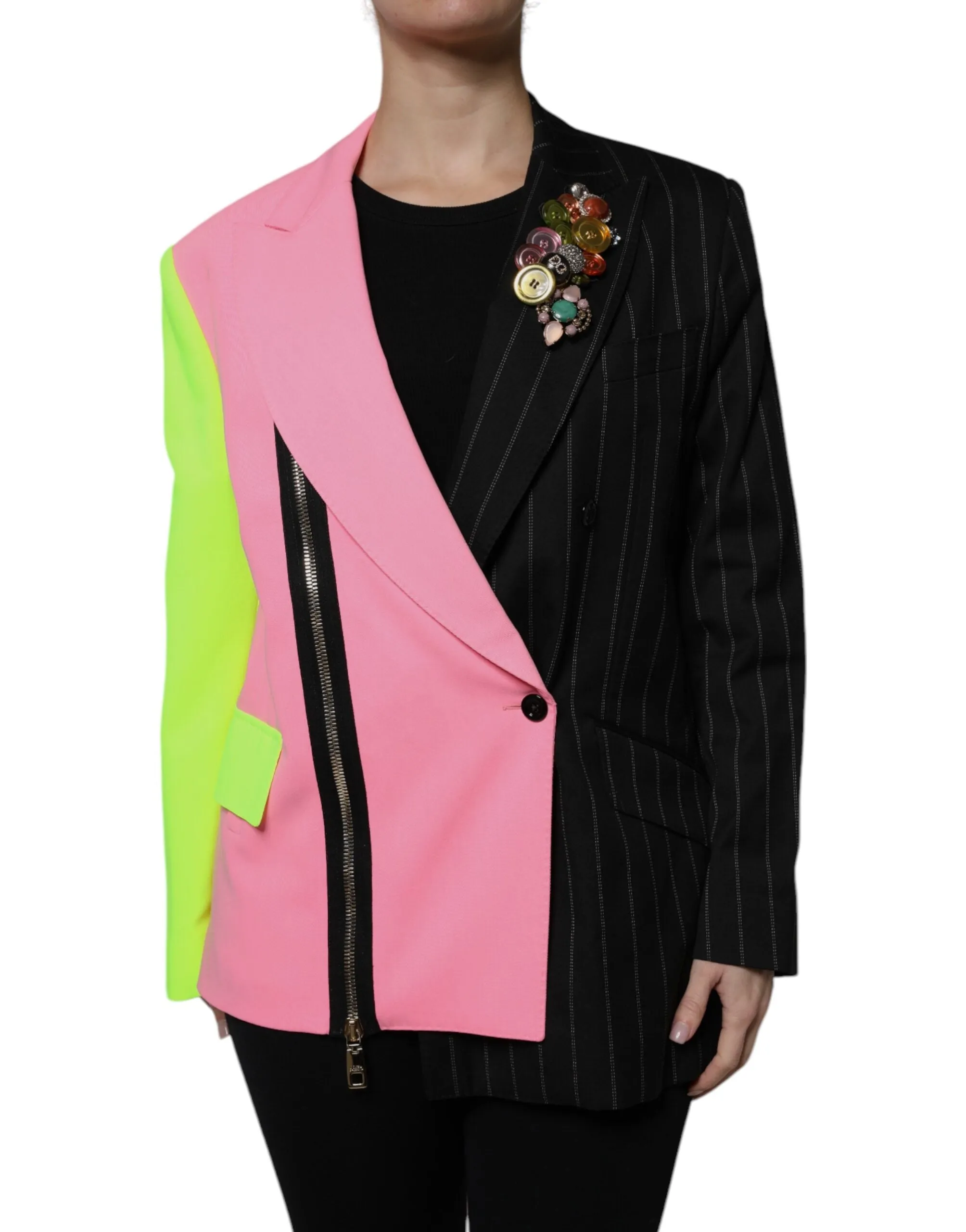 Multicolor Patchwork Embellished Coat Jacket sold by Lord & Taylor