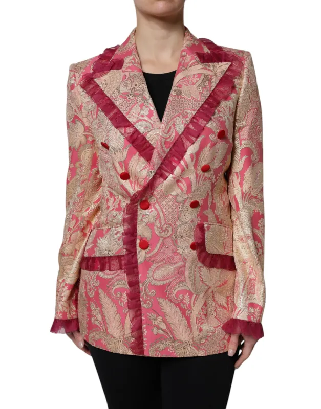 Pink Gold Jacquard Nylon Coat Blazer Jacket sold by Lord & Taylor