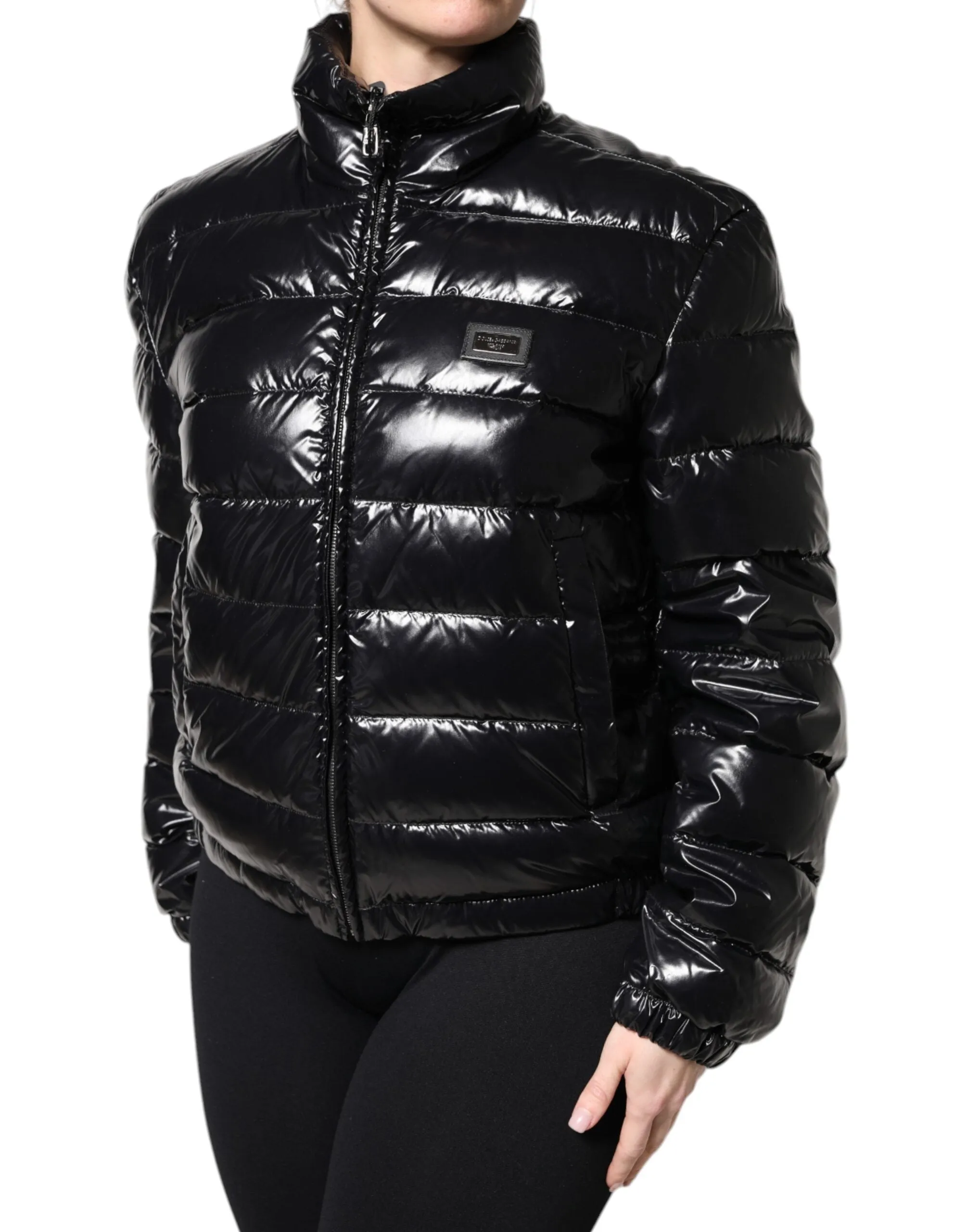 Black Logo Plaque Full Zip Puffer Jacket sold by Lord & Taylor product image thumbnail 3