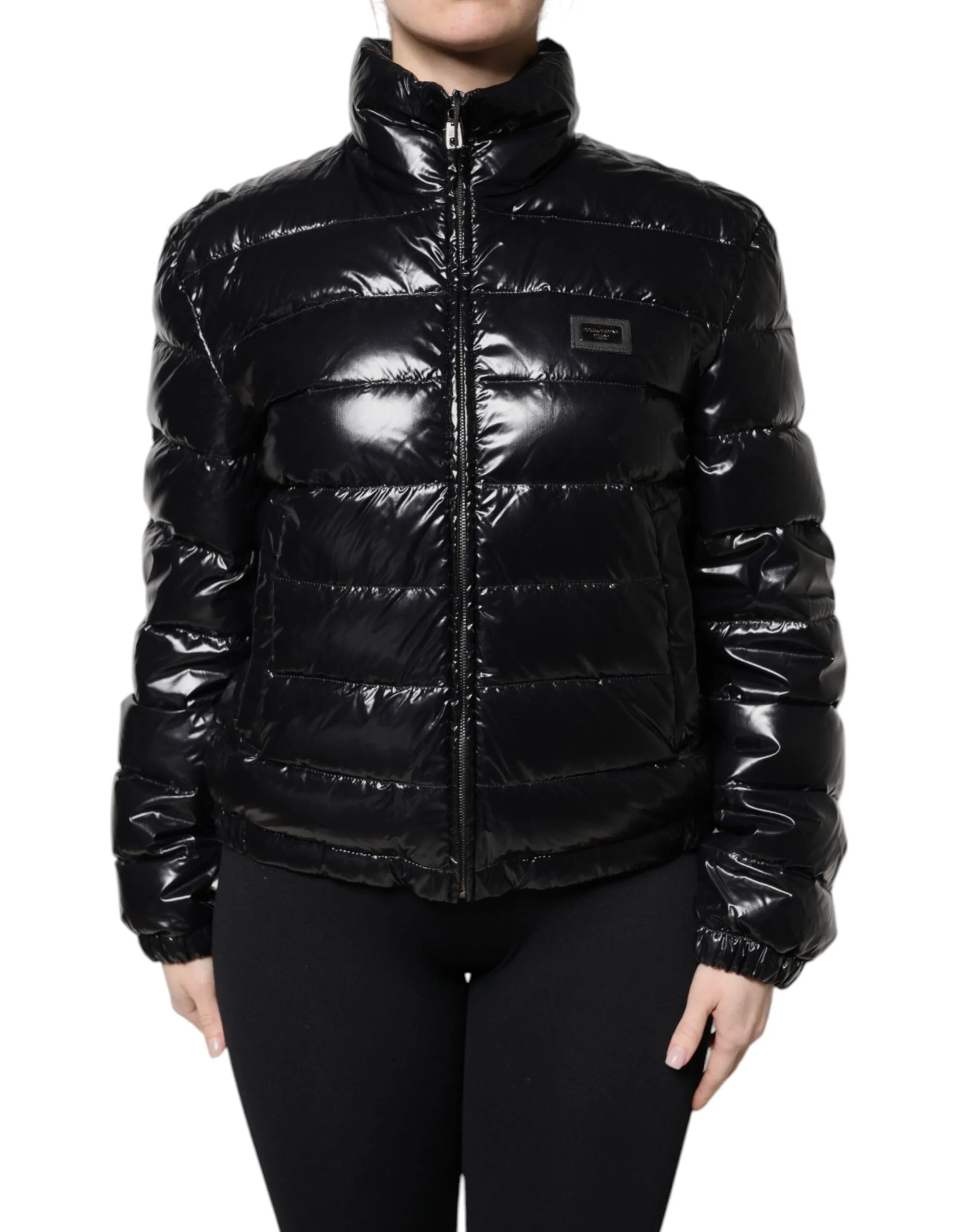 Black Logo Plaque Full Zip Puffer Jacket sold by Lord & Taylor product image thumbnail 2