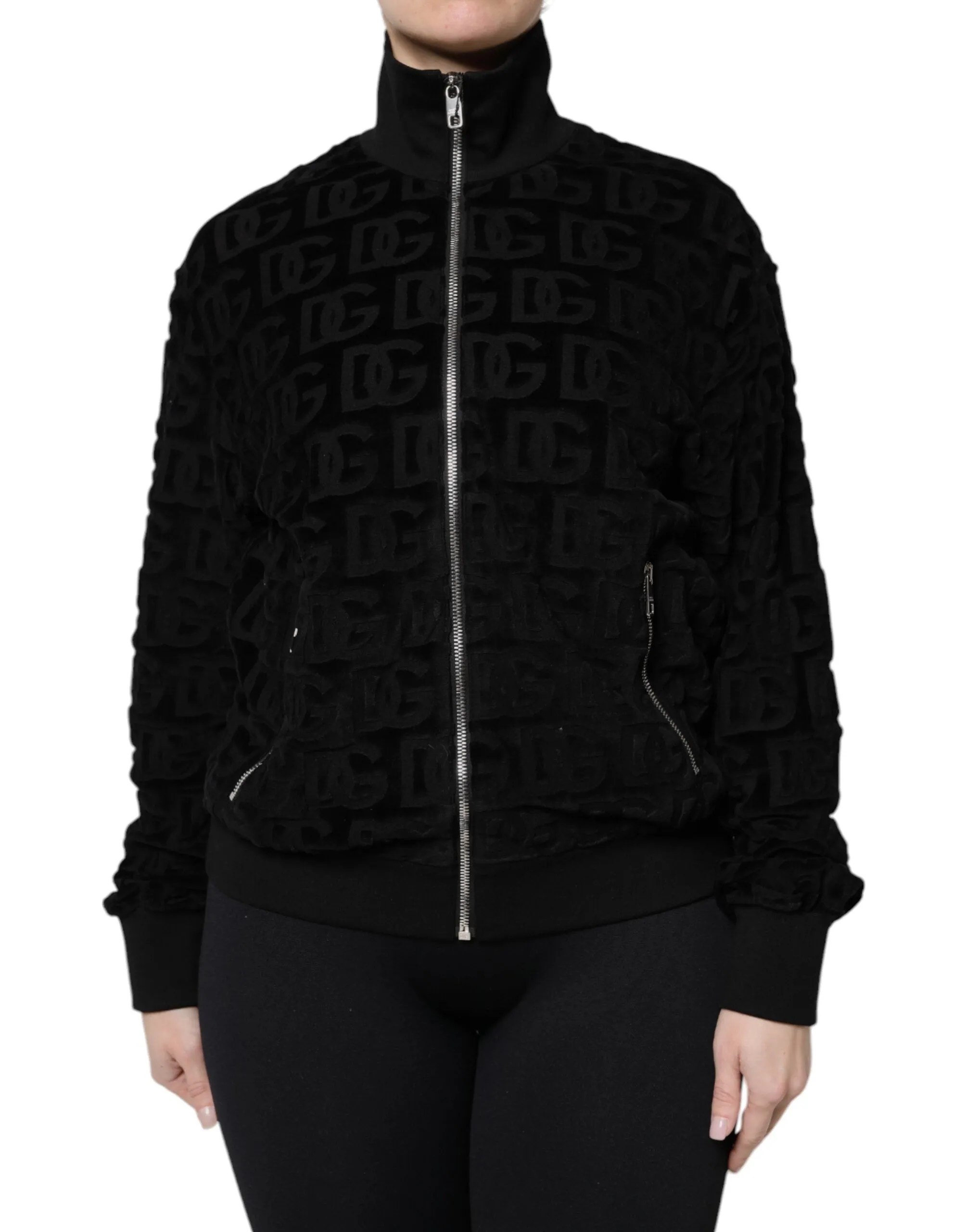 Black Logo Monogram Full Zip Bomber Jacket sold by Lord & Taylor product image thumbnail 2