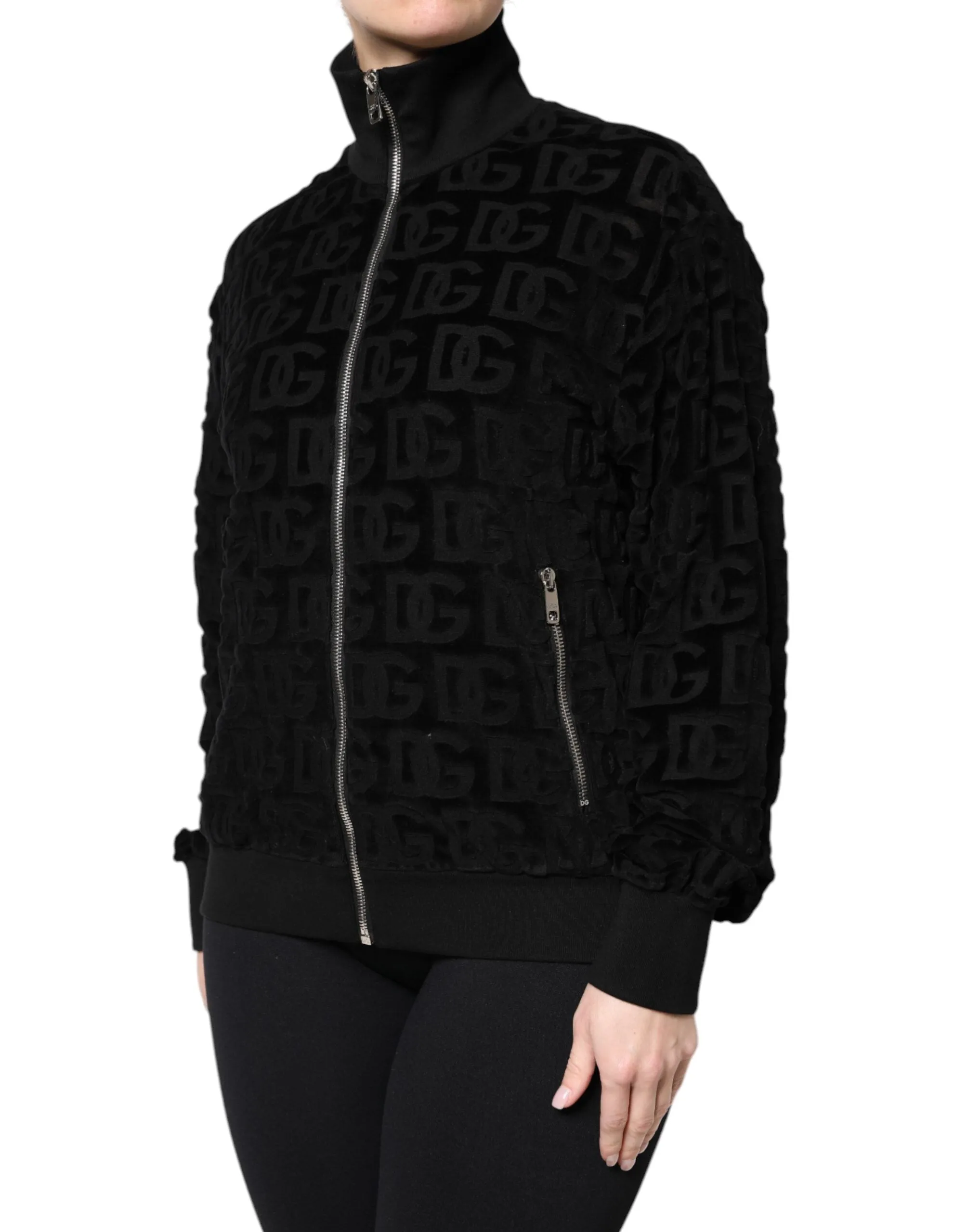 Black Logo Monogram Full Zip Bomber Jacket sold by Lord & Taylor product image thumbnail 3