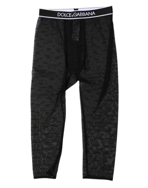 Black DG Logo Nylon Cropped Tights Underwear sold by Lord & Taylor