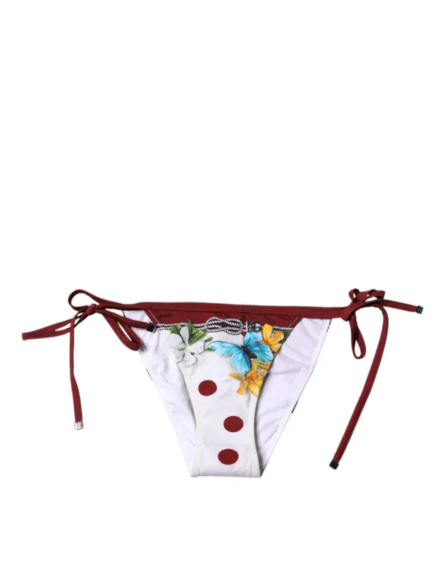 White Floral Print Swimsuit Bikini Bottom Swimwear sold by Lord & Taylor