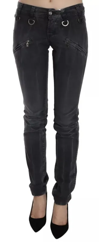 Grey Washed Low Waist Zipper Side Skinny Denim Jeans sold by Lord & Taylor