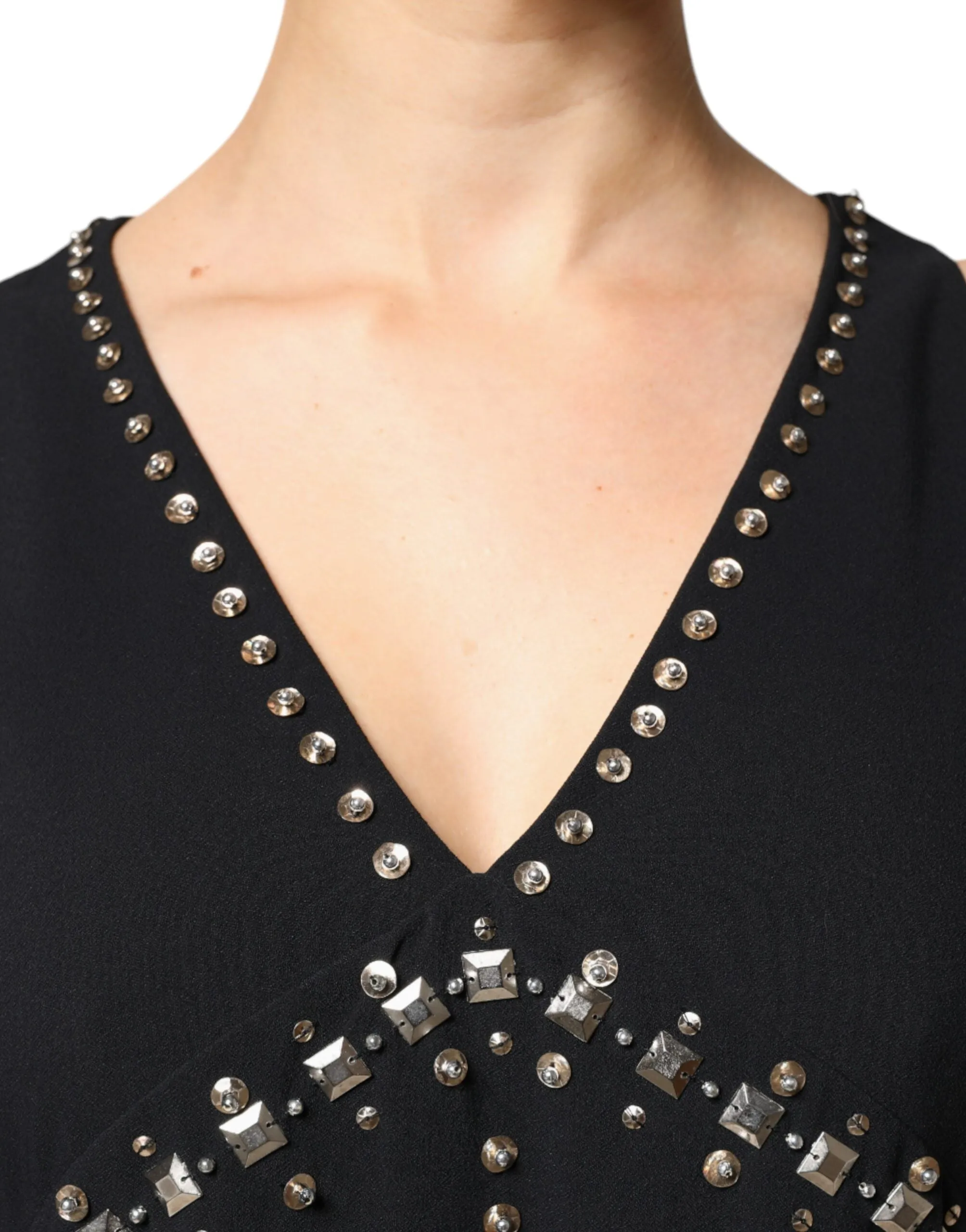 Black Embellished Polyester Sleeveless Shift A-line Mini Dress sold by Lord & Taylor product image thumbnail 5