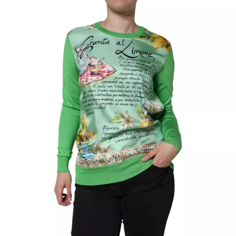 Green Silk Granita Al Limone Long Sleeves Sweater sold by Lord & Taylor