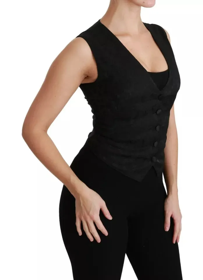 Black Lace Waistcoat Slim Vest Silk Top sold by Lord & Taylor product image thumbnail 3
