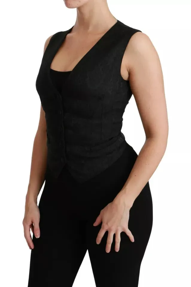 Black Lace Waistcoat Slim Vest Silk Top sold by Lord & Taylor product image thumbnail 4