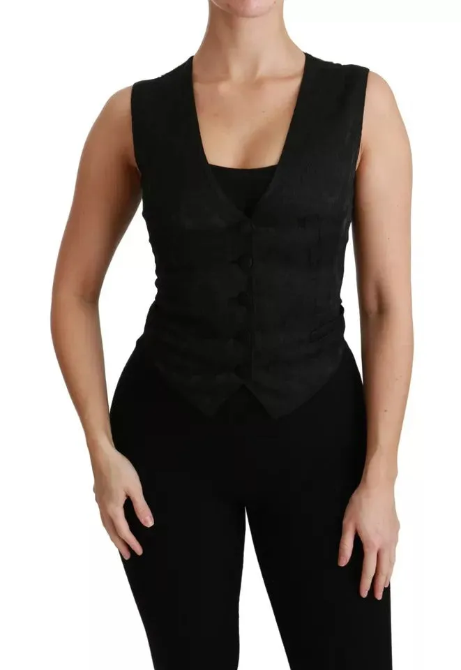 Black Lace Waistcoat Slim Vest Silk Top sold by Lord & Taylor product image thumbnail 2