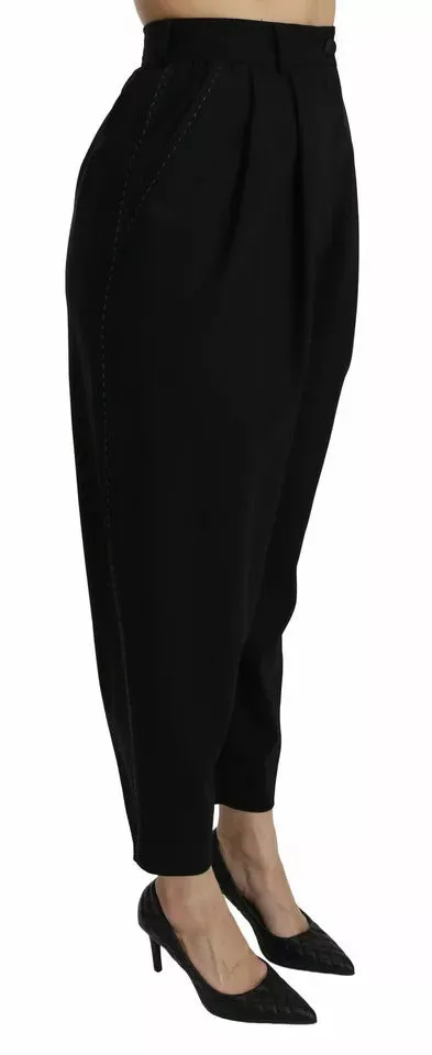 Black Wool High Waist Pleat Front Cropped Pants sold by Lord & Taylor product image thumbnail 3