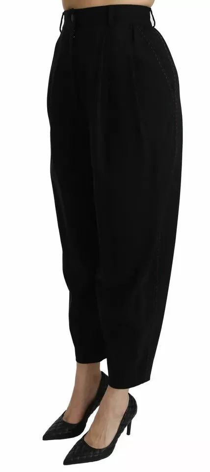 Black Wool High Waist Pleat Front Cropped Pants sold by Lord & Taylor product image thumbnail 4