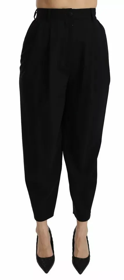 Black Wool High Waist Pleat Front Cropped Pants sold by Lord & Taylor