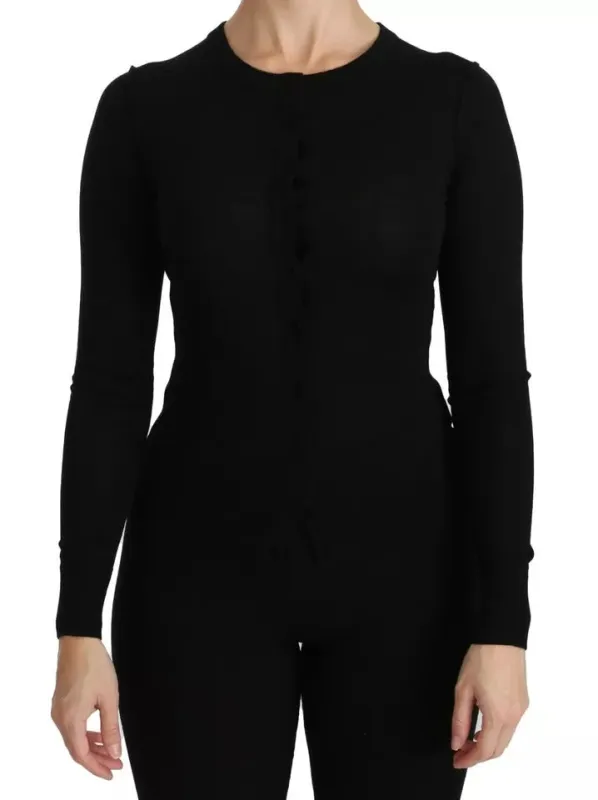 Black Virgin Wool Long Sleeve Top Blouse Top sold by Lord & Taylor