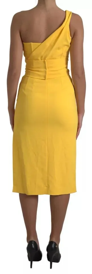 Yellow One Shoulder Side Slit Midi Dress sold by Lord & Taylor product image thumbnail 3