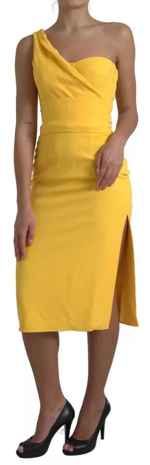 Yellow One Shoulder Side Slit Midi Dress sold by Lord & Taylor product image thumbnail 4