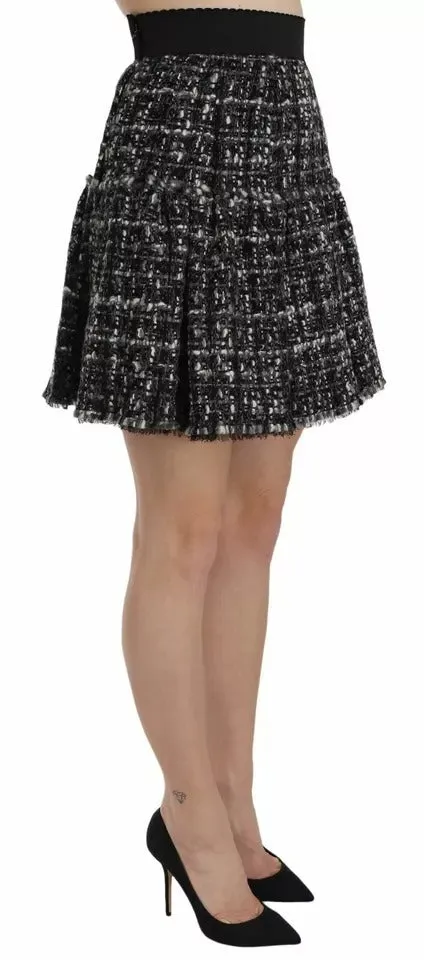 Black Check Flounce Detailed Wool Mini Skirt sold by Lord & Taylor product image thumbnail 3