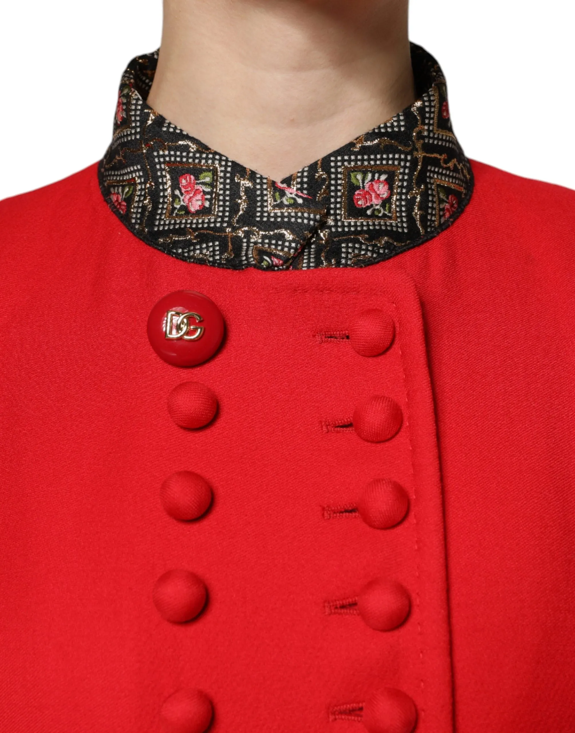 Red Jacquard Wool Women Trenchcoat Jacket sold by Lord & Taylor product image thumbnail 5