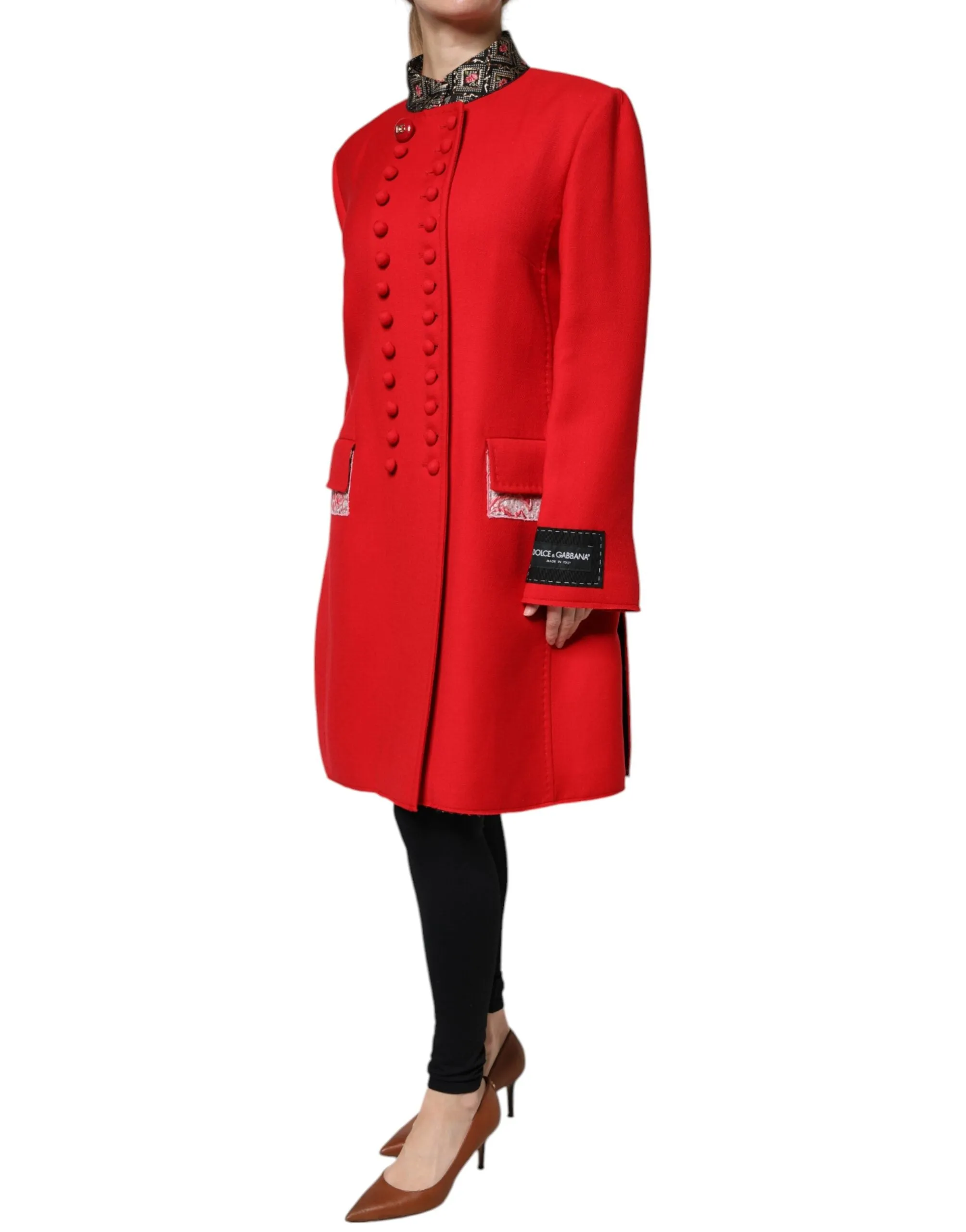 Red Jacquard Wool Women Trenchcoat Jacket sold by Lord & Taylor product image thumbnail 3