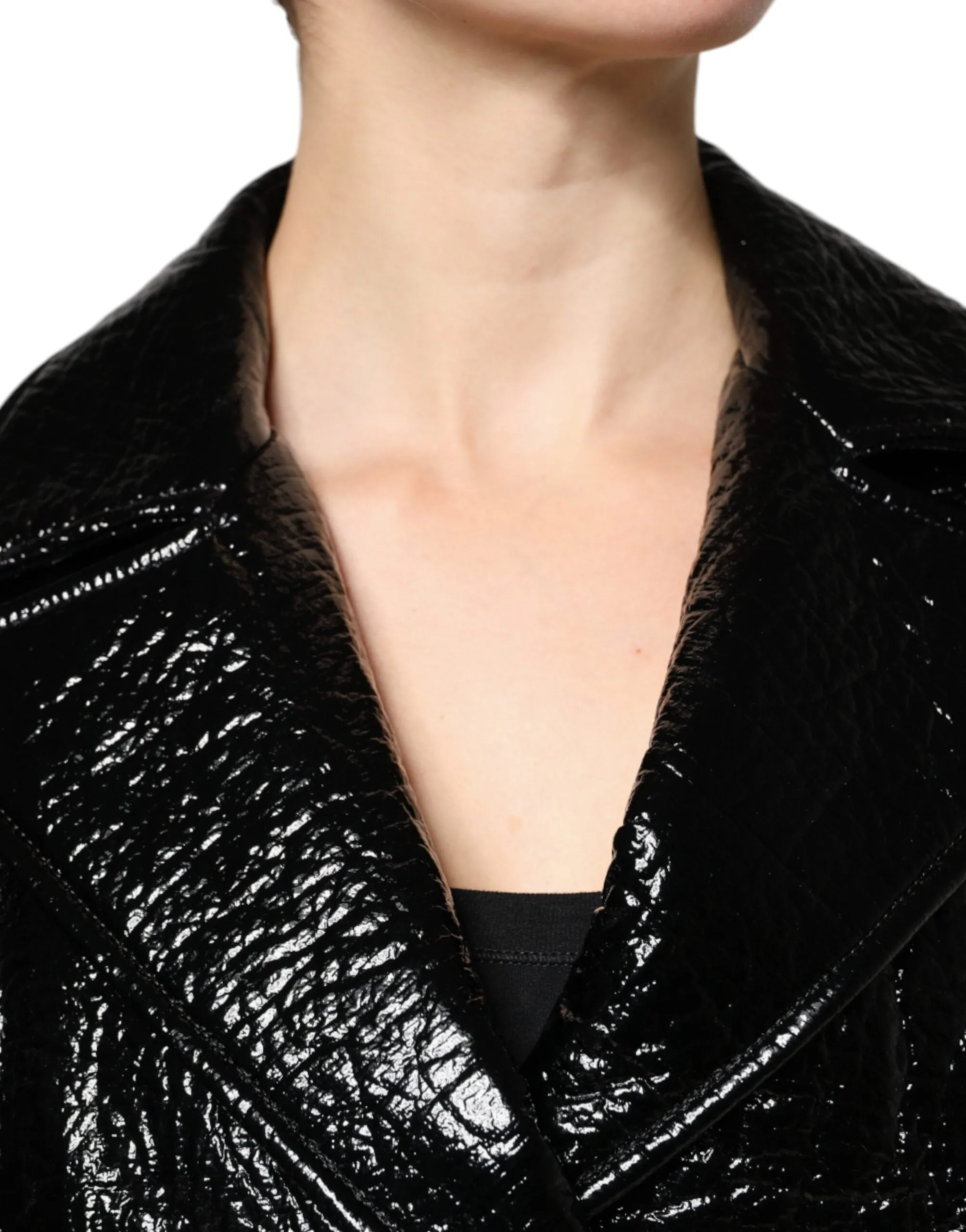 Black Leather Cropped Long Sleeve Coat Jacket sold by Lord & Taylor product image thumbnail 5
