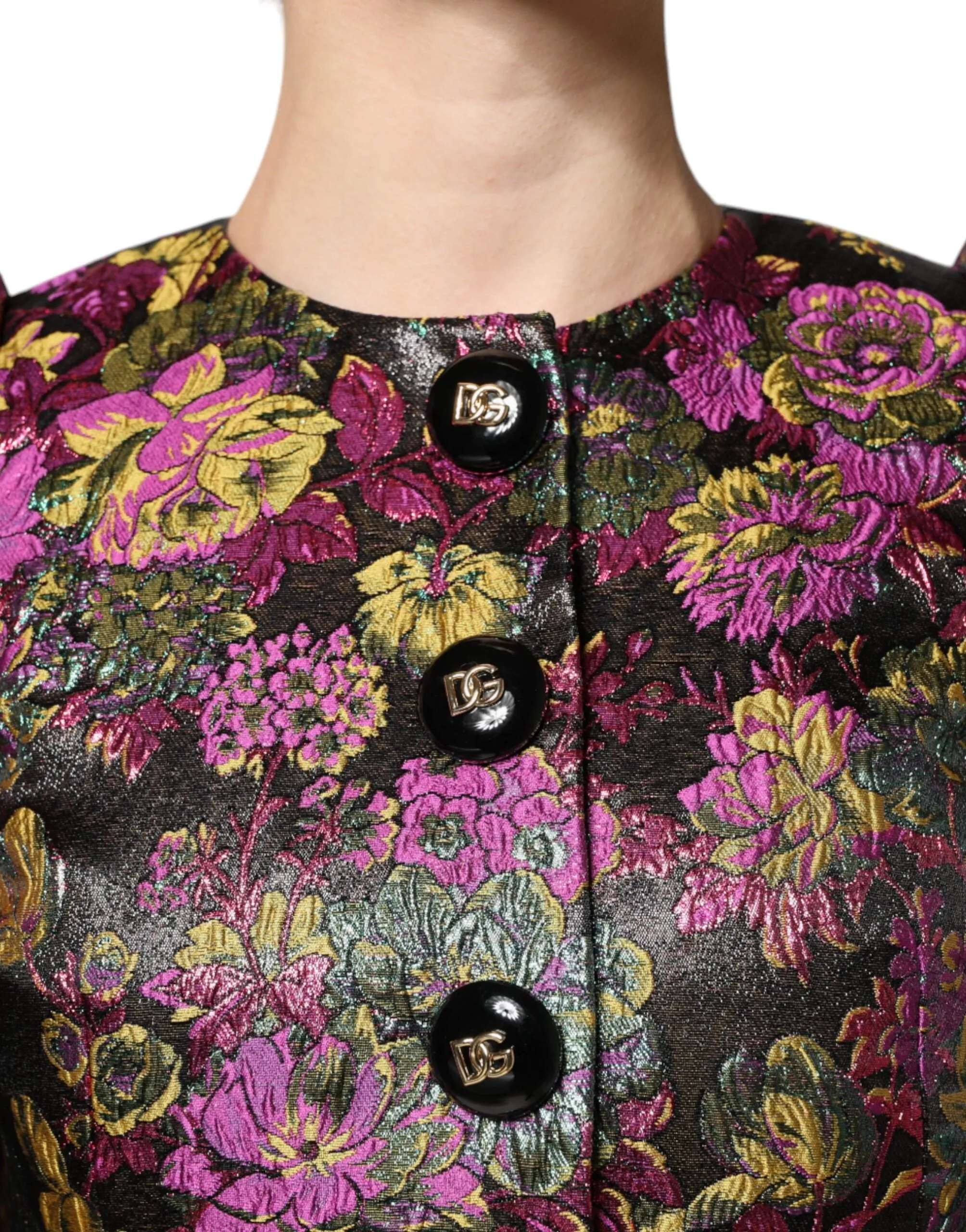 Multicolor Floral Jacquard Cropped Jacket sold by Lord & Taylor product image thumbnail 4