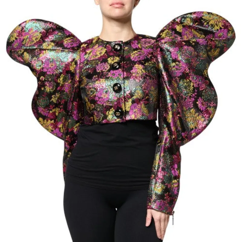 Multicolor Floral Jacquard Cropped Jacket sold by Lord & Taylor