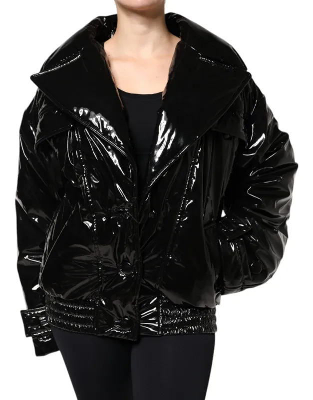 Black Polyester Button Down Blouson Jacket sold by Lord & Taylor