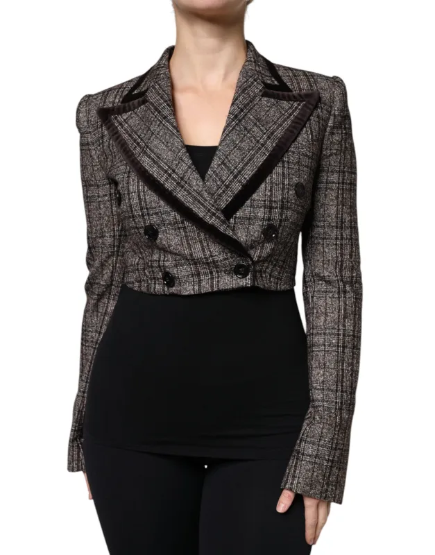 Brown Plaid Long Sleeve Cropped Coat Jacket sold by Lord & Taylor