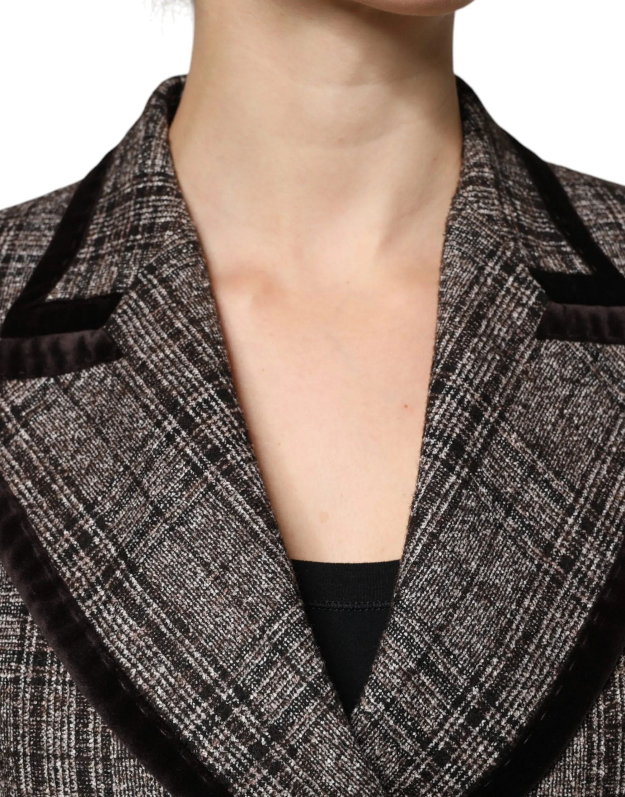 Brown Plaid Long Sleeve Cropped Coat Jacket sold by Lord & Taylor product image thumbnail 5