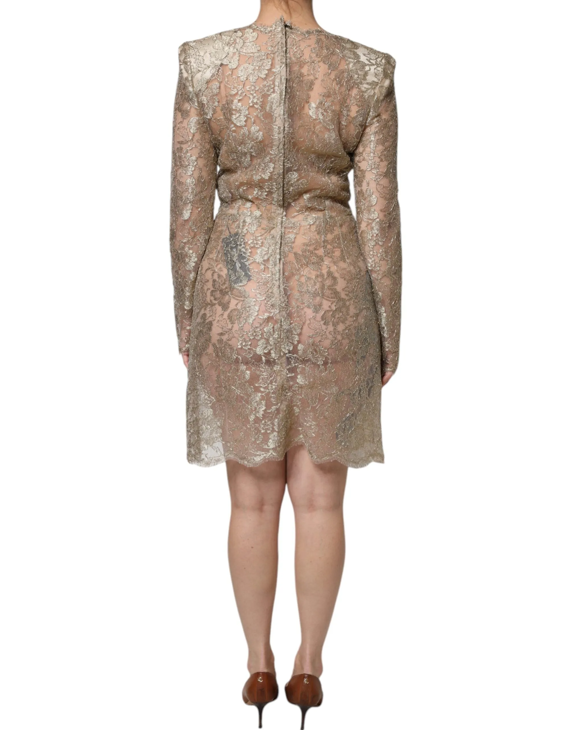 Gold Floral Lace A-line Sheath Mini Dress sold by Lord & Taylor product image thumbnail 4